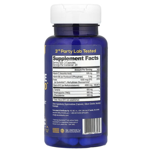 Alternative view of Natural Stacks, Dopamine Brain Food™, 60 Vegan Capsules