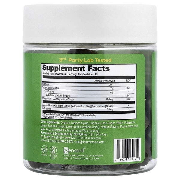 Alternative view of Natural Stacks, Magnesium Gummies, Mood, Green Apple, 30 Vegan Gummies