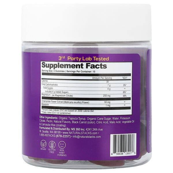 Alternative view of Natural Stacks, Magnesium Gummies, Sleep, Mixed Berry, 30 Vegan Gummies