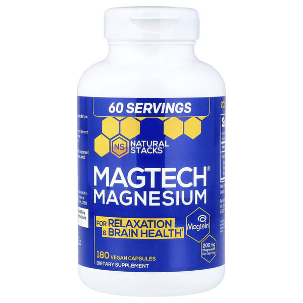 Natural Stacks, MagTech® Magnesium, 180 Vegan Capsules (66.6 mg per Capsule)