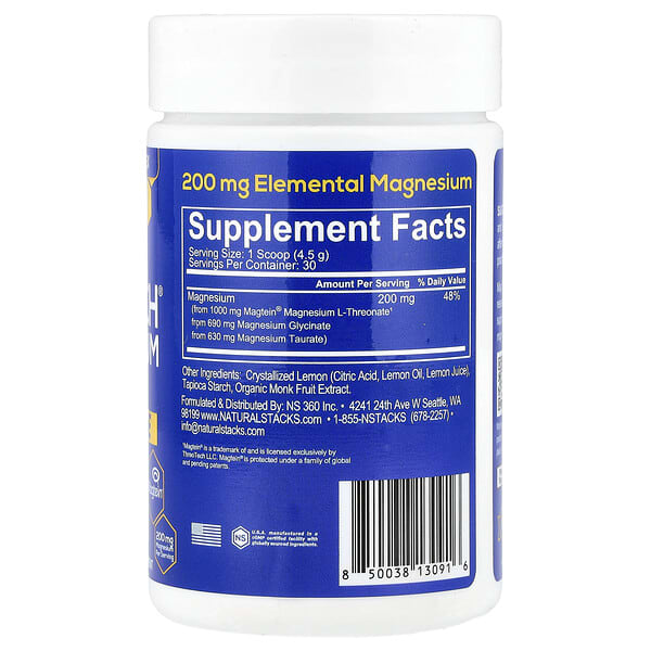 Alternative view of Natural Stacks, MagTech® Magnesium, Lemonade, 4.76 oz (135 g)