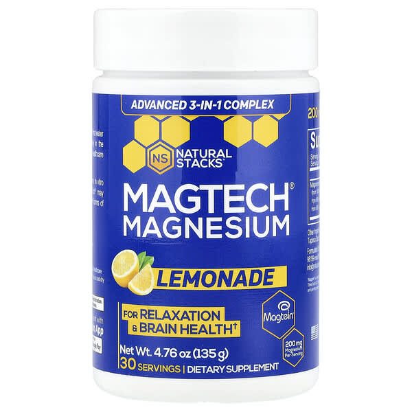 Natural Stacks, MagTech® Magnesium, Lemonade, 4.76 oz (135 g)
