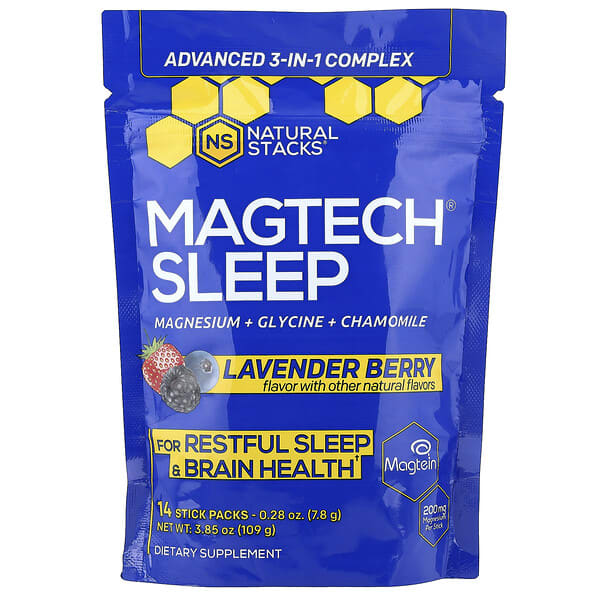 Natural Stacks, Magtech® Sleep, Lavender Berry, 14 Stick Packs, 0.28 oz (7.8 g) Each