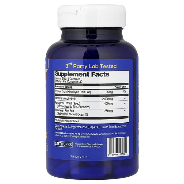 Alternative view of Natural Stacks, Smart Creatine™, 120 Vegan Capsules