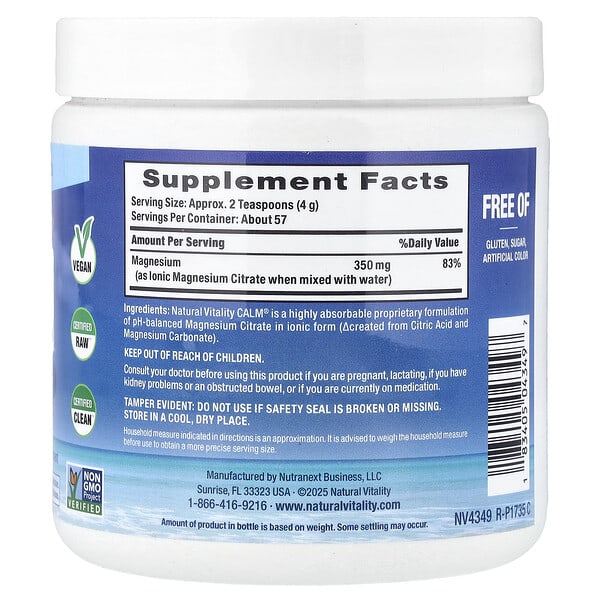Alternative view of Natural Vitality, CALM®, Relaxing Drink Mix, Original Unflavored, 8 oz (227 g)