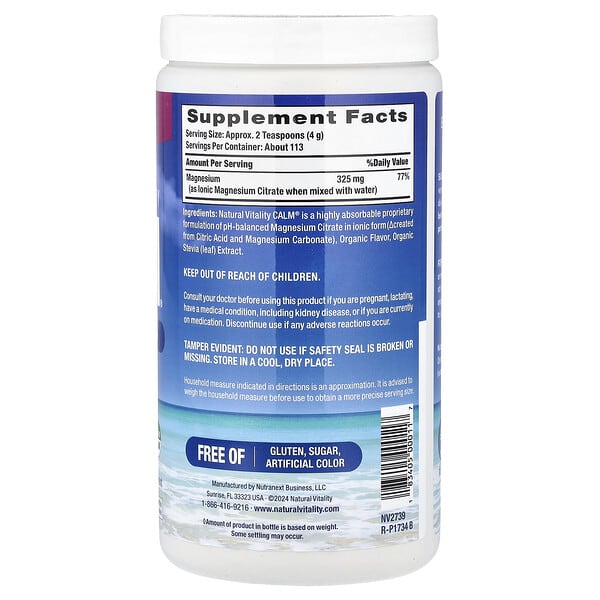 Alternative view of Natural Vitality, CALM®, Relaxing Drink Mix, Raspberry-Lemon, 16 oz (453 g)