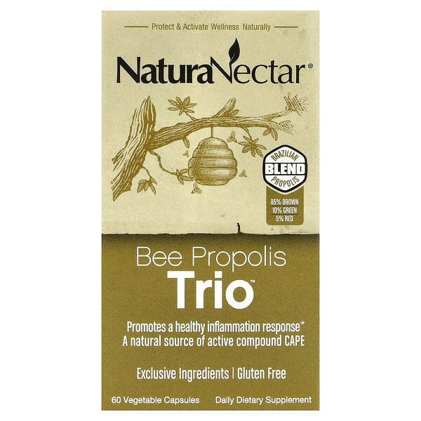 NaturaNectar, Bee Propolis Trio™, 60 Vegetable Capsules