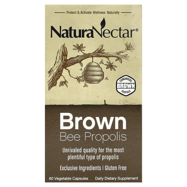 NaturaNectar, Brown Bee Propolis, 60 Vegetable Capsules