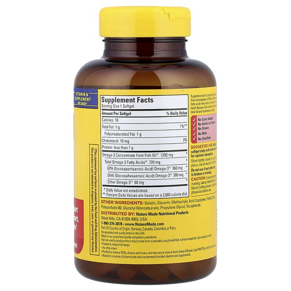 Alternative view of Nature Made, Fish Oil, Burp-Less, 1,200 mg, 120 Softgels