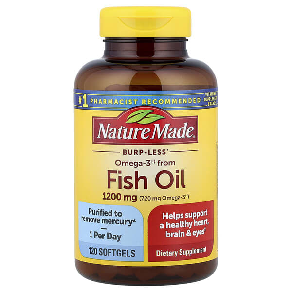 Nature Made, Fish Oil, Burp-Less, 1,200 mg, 120 Softgels