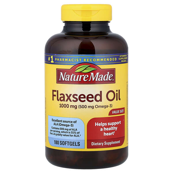 Nature Made, Flaxseed Oil, 1,000 mg, 180 Softgels