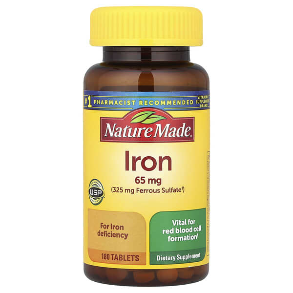 Nature Made, Iron, 65 mg, 180 Tablets