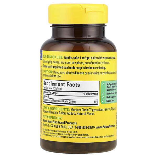 Alternative view of Nature Made, Magnesium, 250 mg, 90 Softgels