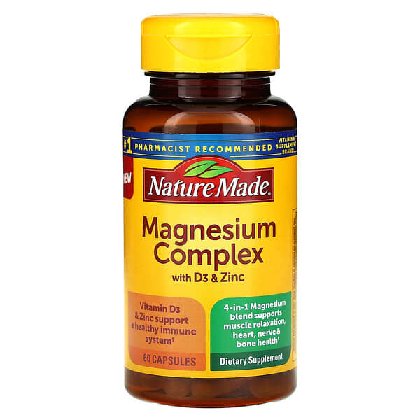 Nature Made, Magnesium Complex with D3 & Zinc, 60 Capsules