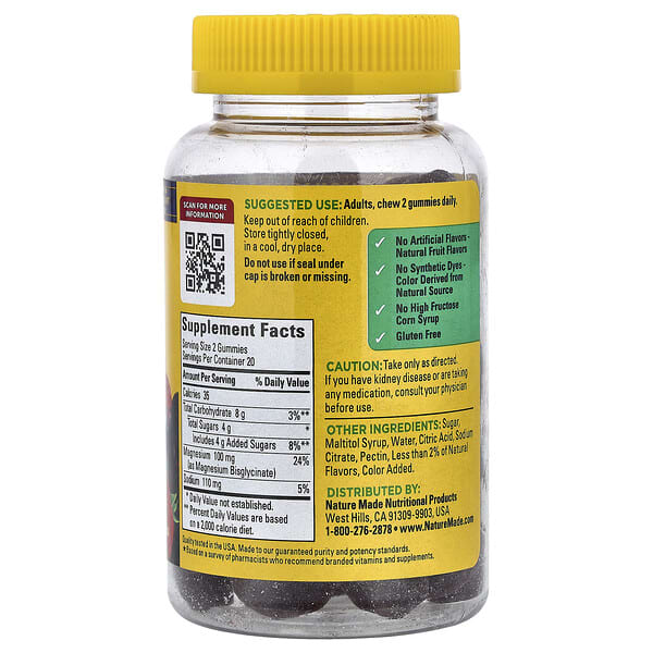 Alternative view of Nature Made, Magnesium Glycinate Gummies, High Absorption, Mixed Berry, 40 Gummies (50 mg per Gummy)