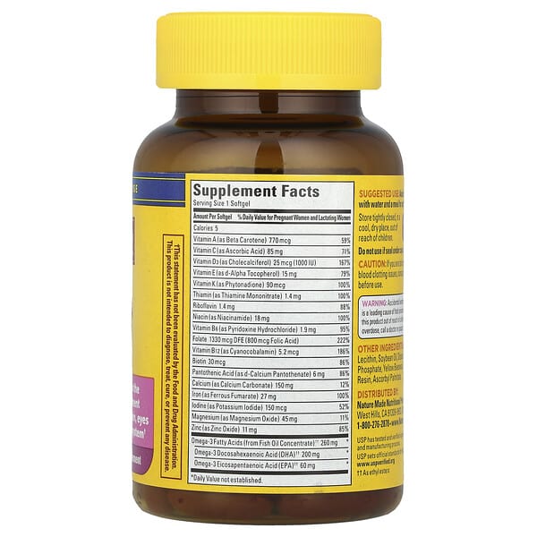 Alternative view of Nature Made, Prenatal Folic Acid + DHA, 60 Softgels