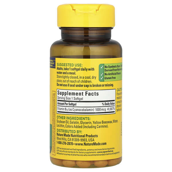 Alternative view of Nature Made, Vitamin B12, 1,000 mcg, 90 Softgels