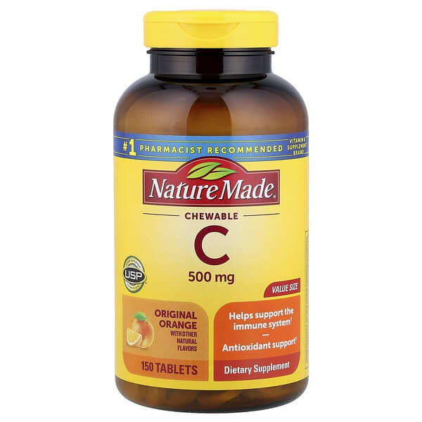Nature Made, Vitamin C Chewable, Orange, 500 mg, 150 Tablets
