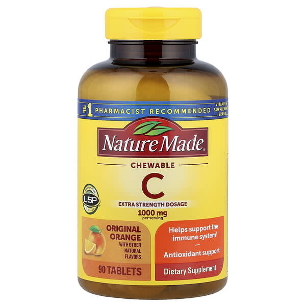 Nature Made, Vitamin C Chewable, Orange, 90 Tablets (500 mg per Tablet) 2 Nature Made, Vitamin C Chewable, Orange, 90 Tablets (500 mg per Tablet)