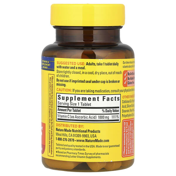 Alternative view of Nature Made, Vitamin C with Rose Hips, Time Release, 1,000 mg, 60 Tablets