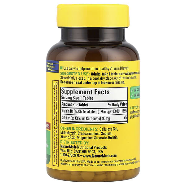 Alternative view of Nature Made, Vitamin D3, 25 mcg (1000 IU), 300 Tablets