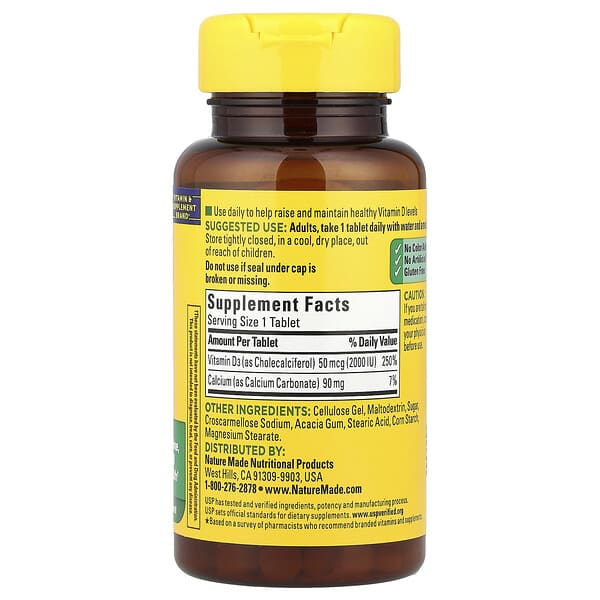 Alternative view of Nature Made, Vitamin D3, 50 mcg (2000 IU), 100 Tablets