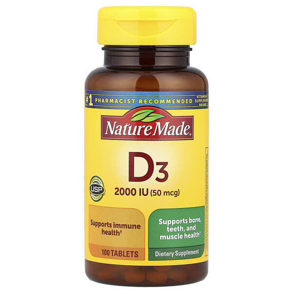 Nature Made, Vitamin D3, 50 mcg (2000 IU), 100 Tablets