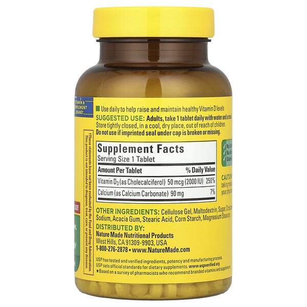 Alternative view of Nature Made, Vitamin D3, 50 mcg (2000 IU), 220 Tablets