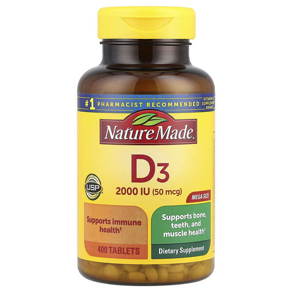 Nature Made, Vitamin D3, 50 mcg (2000 IU), 400 Tablets