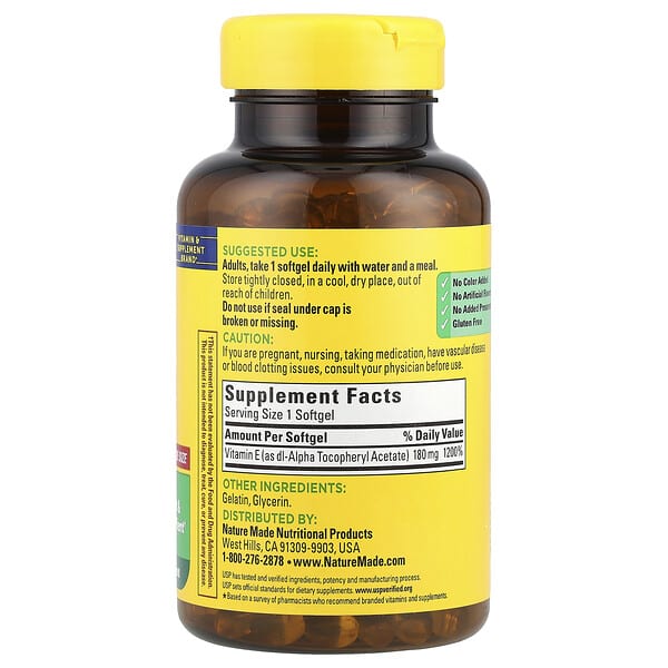 Alternative view of Nature Made, Vitamin E , 180 mg (400 IU), 300 Softgels