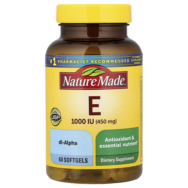 Nature Made, Vitamin E, 450 mg (1,000 IU), 60 Softgels