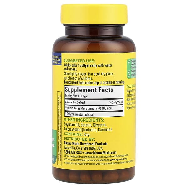 Alternative view of Nature Made, Vitamin K2, 100 mcg, 30 Softgels