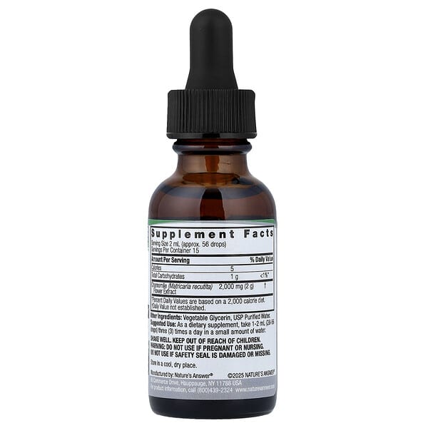 Nature's Answer, Chamomile Extract, Alcohol Free, 1 fl oz (30 ml) 2 Nature's Answer, Chamomile Extract, Alcohol Free, 1 fl oz (30 ml) - Ảnh 2