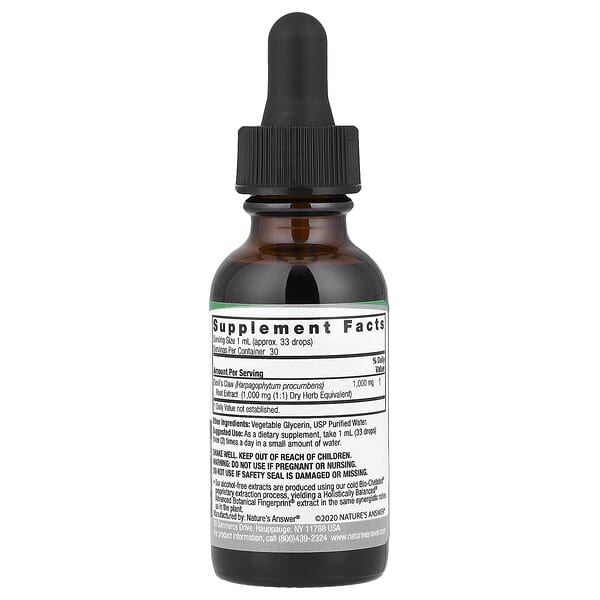 Alternative view of Nature's Answer, Devil's Claw Extract, Alcohol-Free, 1,000 mg, 1 fl oz (30 ml)