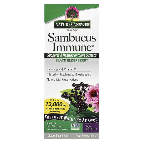 Nature's Answer, Sambucus Immune, Black Elderberry, 12,000 mg, 8 fl oz (240 ml)