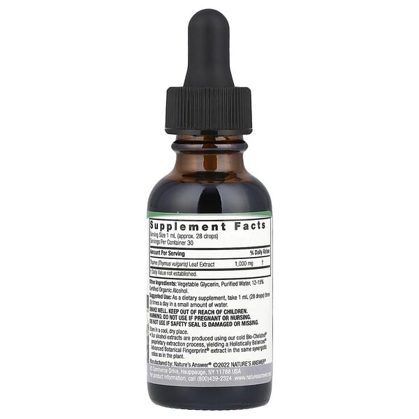 Nature's Answer, Thyme Leaf Extract, 1,000 mg, 1 fl oz (30 ml) 2 Nature's Answer, Thyme Leaf Extract, 1,000 mg, 1 fl oz (30 ml) - Ảnh 2