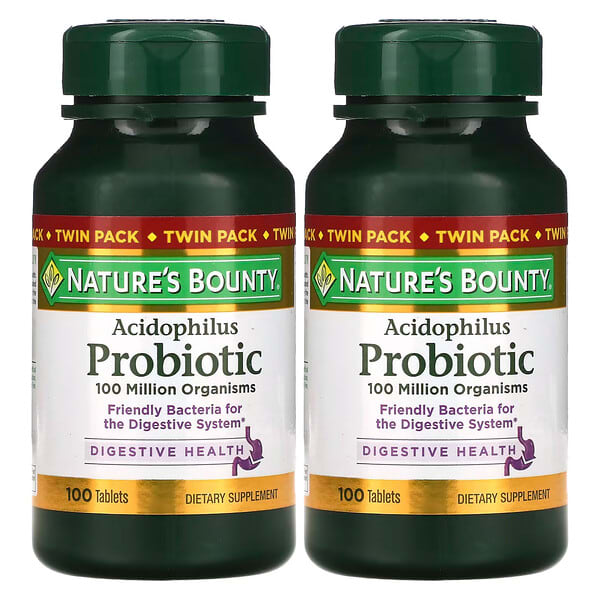 Nature's Bounty, Acidophilus Probiotic, Twin Pack, 100 Tablets Each (0.5 mg per Tablet)