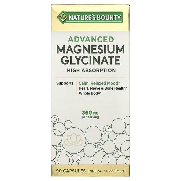 Nature's Bounty, Advanced Magnesium Glycinate, High Absorption, 90 Capsules (120 mg per Capsule)