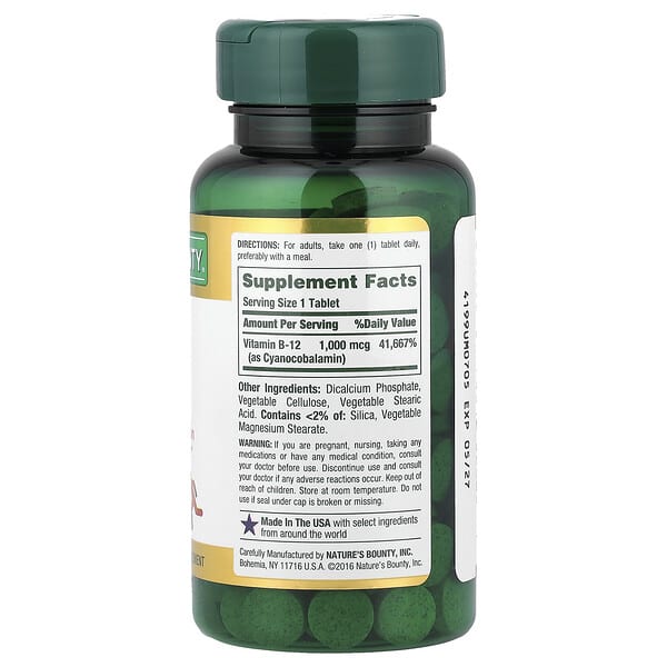 Alternative view of Nature's Bounty, B-12, 1,000 mcg, 200 Coated Tablets