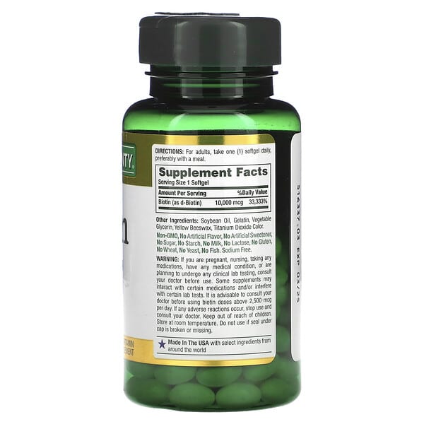 Alternative view of Nature's Bounty, Biotin, 10,000 mcg, 120 Rapid Release Softgels