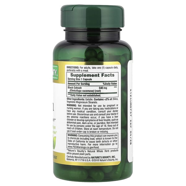 Alternative view of Nature's Bounty, Black Cohosh, 540 mg, 100 Capsules