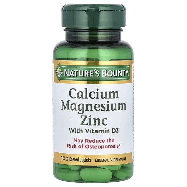 Nature's Bounty, Calcium Magnesium Zinc with Vitamin D3, 100 Coated Caplets