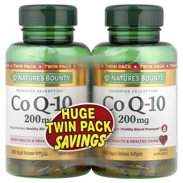 Nature's Bounty, Co Q-10, Twin Pack, 200 mg, 2 Bottles, 80 Rapid Release Softgels Each