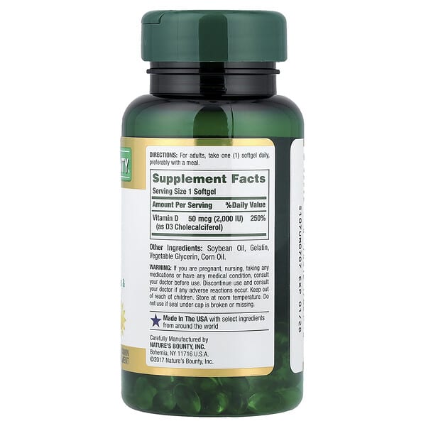 Alternative view of Nature's Bounty, D3 , 50 mcg (2,000 IU), 150 Rapid Release Softgels