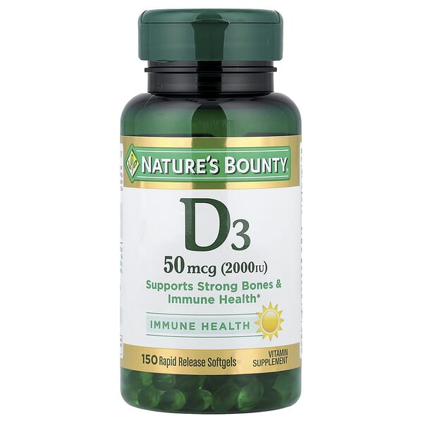 Nature's Bounty, D3 , 50 mcg (2,000 IU), 150 Rapid Release Softgels