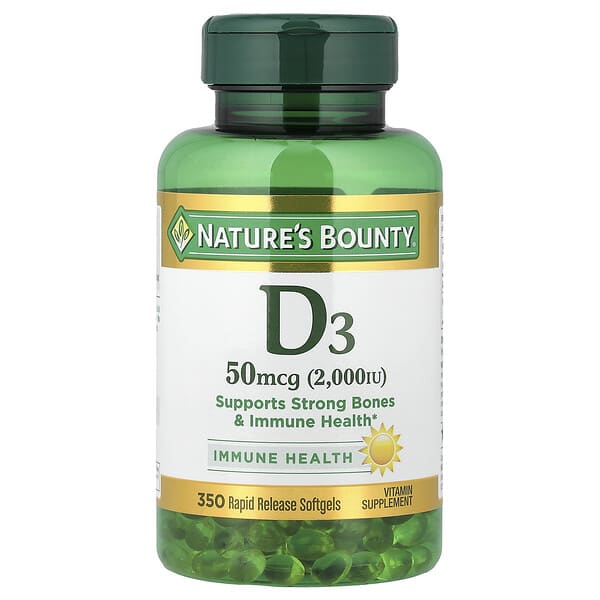 Nature's Bounty, D3, 50 mcg (2,000 IU), 350 Rapid Release Softgels
