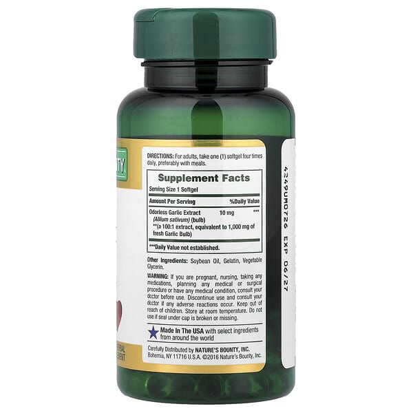 Alternative view of Nature's Bounty, Garlic Extract, 1,000 mg, 100 Rapid Release Softgels