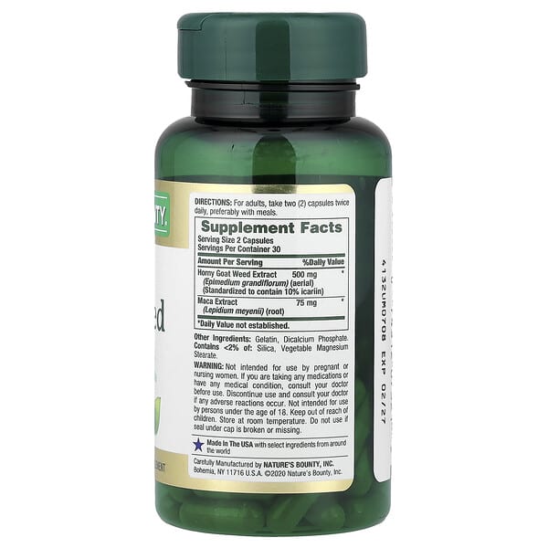 Alternative view of Nature's Bounty, Horny Goat Weed with Maca, 60 Capsules