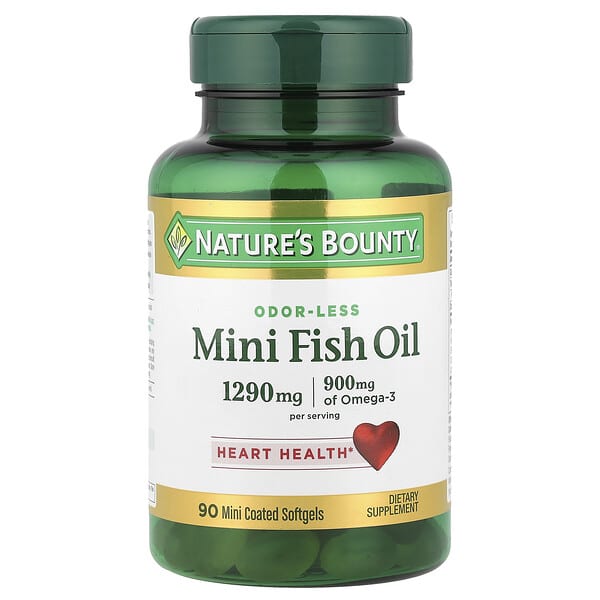 Nature's Bounty, Mini Fish Oil, Odor-Less, 90 Mini Coated Softgels (645 mg per Softgel)