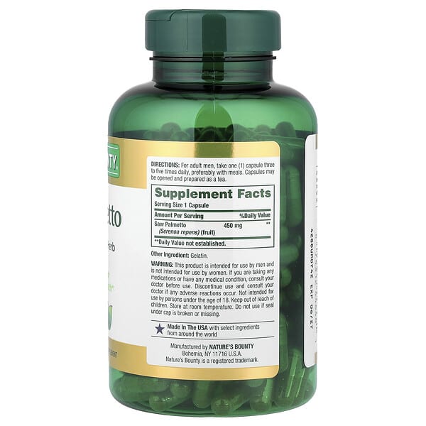 Alternative view of Nature's Bounty, Saw Palmetto, 450 mg, 250 Capsules